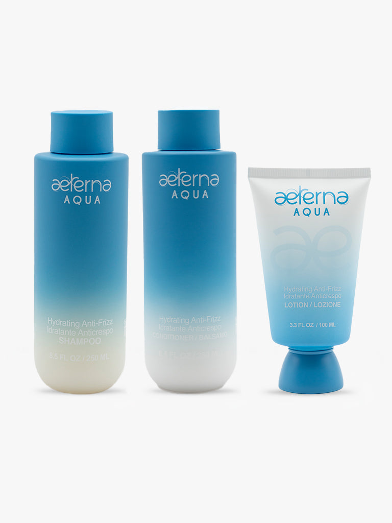 250 ml shampoo and conditioner, 100 ml leave-in lotion, moisturizing, natural ingredients, made in Italy.